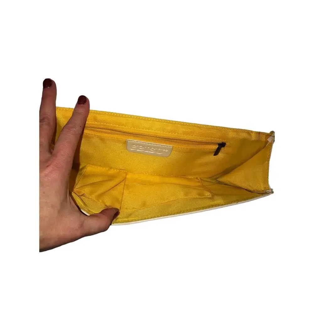Ebisu Women Clutch‎ White With Yellow And Silver. Handheld